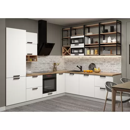 Кухня угловая Ройс 2.8х2.2м - Белый Софт (ДСВ Мебель)