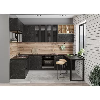 Кухня угловая Ройс 1.95х2.8м - Гранит Оникс (ДСВ Мебель)