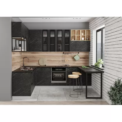 Кухня угловая Ройс 1.95х2.8м - Гранит Оникс (ДСВ Мебель)