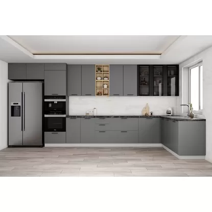 Кухня угловая Ройс 4.8х2.2м - Графит Скин (ДСВ Мебель)