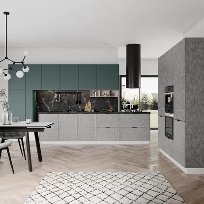 Кухня угловая Монца/Ройс 3.6х1.8м - Гранит Маус/Фреска (ДСВ Мебель)