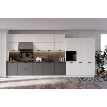 Кухня Монца/Ройс 4.8м - Белый Софт/Графит Скин (ДСВ Мебель)
