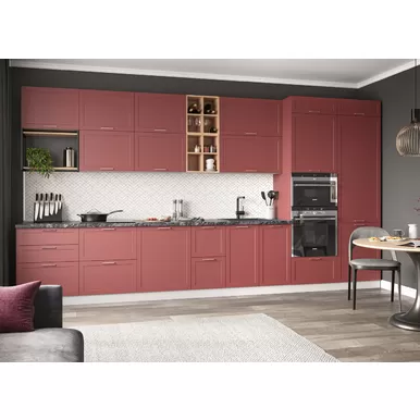 Кухня Квадро 4.2м - Красная кожа (ДСВ Мебель)