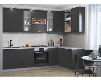 Кухня угловая Квадро 2.8х1.6м - Железо (ДСВ Мебель)