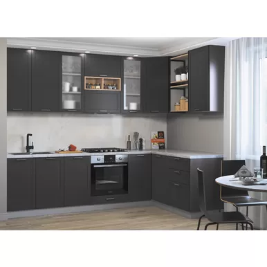 Кухня угловая Квадро 2.8х1.6м - Железо (ДСВ Мебель)