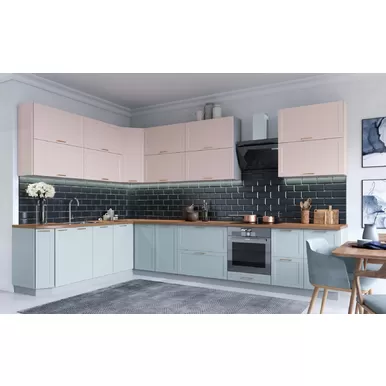 Кухня угловая Квадро 2.2х3.6м - Роза/Нарцисс (ДСВ Мебель)