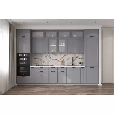 Кухня Квадро 3.6м - Серый Эмалит (ДСВ Мебель)