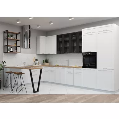 Кухня угловая Квадро 2.7х4.0м - Белая кожа (ДСВ Мебель)