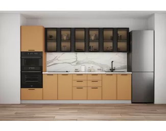 Кухня Марта 3.0м - Черный/Горчица (ДСВ Мебель)