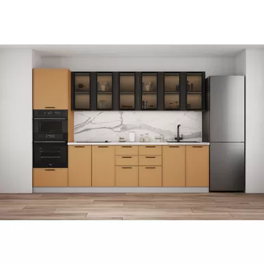 Кухня Марта 3.0м - Черный/Горчица (ДСВ Мебель)