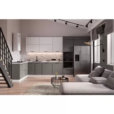 Кухня угловая Марта 2.0х4.4м - Белый Скин/Графит Скин (ДСВ Мебель)