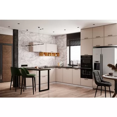 Кухня угловая Марта 2.4х3.7м - Бежевый Скин (ДСВ Мебель)