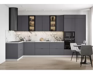 Кухня угловая Фенис 2.0х4.0м - 3D Графит (ДСВ Мебель)