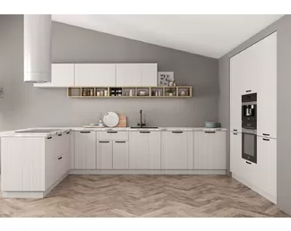 Кухня угловая Фенис 2.2х3.4х1.8м - 3D Жемчуг (ДСВ Мебель)