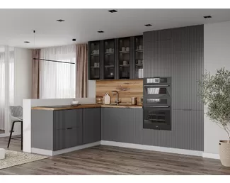 Кухня угловая Мелисса 2.0х2.8м - Черный/Графит Скин (ДСВ Мебель)