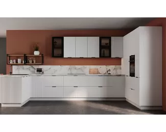 Кухня угловая Мелисса 1.8х3.6х1.8м - Белый Скин (ДСВ Мебель)