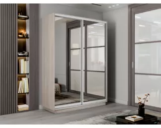 Шкаф-купе Экспресс-2 2-х дверный (Зеркало, 1400х2400х440) - Ясень Шимо светлый (E1)