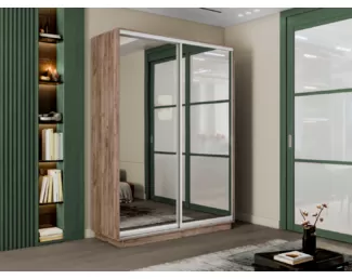 Шкаф-купе Экспресс-2 2-х дверный (Зеркало, 1200х2200х440) - Дуб Крафт табачный (E1)