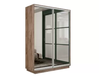 Шкаф-купе Экспресс-2 2-х дверный (Зеркало, 1400х2200х440) - Дуб Крафт табачный (E1)