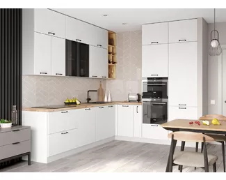 Кухня угловая Лофт 2.8х2.4м - Штукатурка белая (ДСВ Мебель)