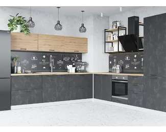 Кухня угловая Лофт 2.4х2.2м - Дуб цикорий/Бетон темный (ДСВ Мебель)