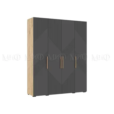 Шкаф 4-х ств. Ирис - Дуб Крафт золотой / Браш Графит (МИФ)