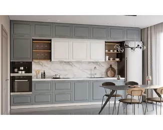Кухня Гарда 4.2м - Белый Эмалит/Серый Эмалит (ДСВ Мебель)