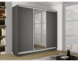 Шкаф-купе Экспресс-2 3-х дверный (ЛДСП/Зеркало, 1800х2400х600) - Серый Диамант (E1)