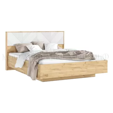 Кровать парящая Ирис (ортопед дерево) 1,6 м - Дуб Крафт золотой / Белый (МИФ)