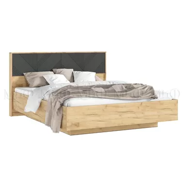 Кровать парящая Ирис (ортопед металл) с подсветкой 1,6 м - Дуб Крафт золотой / Браш Графит (МИФ)