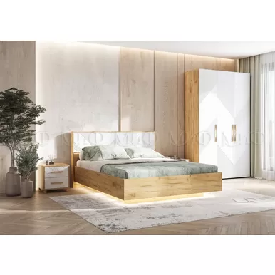 Спальный гарнитур Ирис - Дуб Крафт золотой / Браш Вайт (МИФ)