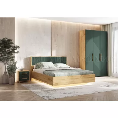 Спальный гарнитур Ирис - Дуб Крафт / Браш Мени Грин (МИФ)