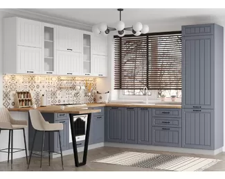 Кухня угловая Империя 2.8х2.8м - Белый Эмалит/Серый Эмалит (ДСВ Мебель)