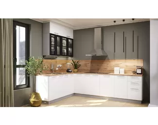 Кухня угловая Олива 2.0х2.9м - Снег (ДСВ Мебель)