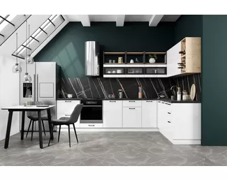 Кухня угловая Олива 3.2х2.25м - Снег (ДСВ Мебель)