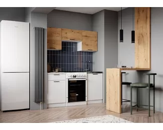 Кухонный гарнитур Дуся 1.6м ЛДСП - Дуб Бунратти/Белый бриллиант (ДСВ Мебель)