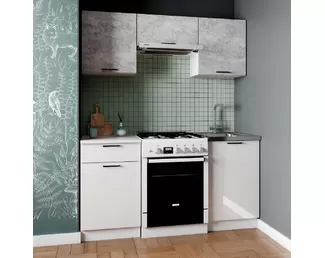 Кухонный гарнитур Дуся 1.6м ЛДСП - Цемент/Белый бриллиант (ДСВ Мебель)