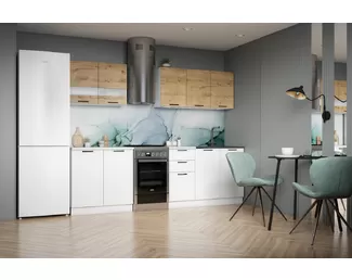 Кухонный гарнитур Дуся 2.0м ЛДСП - Дуб Бунратти/Белый бриллиант (ДСВ Мебель)