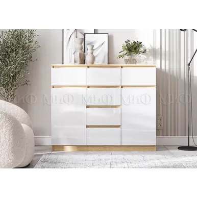 Комод Челси 1200 (2 двери, 6 ящиков) - Дуб Сонома / Белый (МИФ)