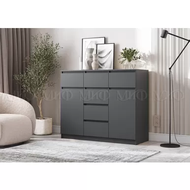 Комод Челси 1200 (2 двери, 6 ящиков) - Графит (МИФ)