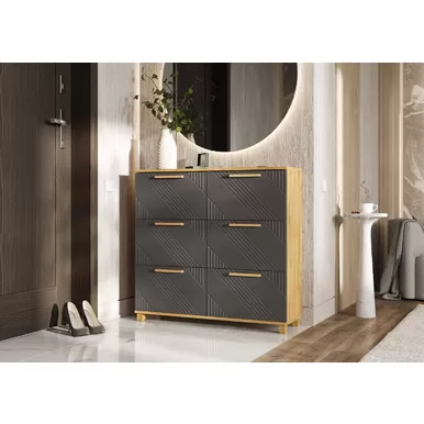 Обувница Ирис - Дуб Крафт / Браш Графит (МИФ)