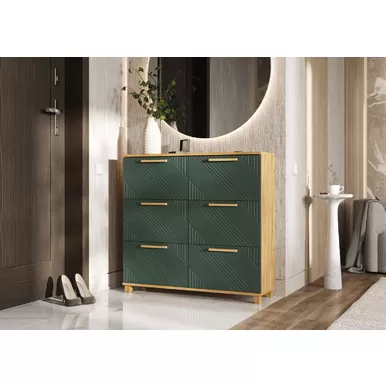 Обувница Ирис - Дуб Крафт / Браш Мени Грин (МИФ)