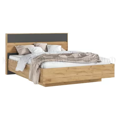 Кровать парящая Роджина (ортопед металл) 1,6 м - Дуб Крафт золотой / Графит (МИФ)