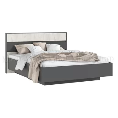 Кровать парящая Роджина (ортопед дерево) 1,6 м - Графит / Дуб Крафт белый (МИФ)