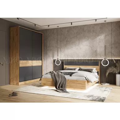 Спальный гарнитур Роджина - Дуб Крафт золотой / Графит (МИФ)