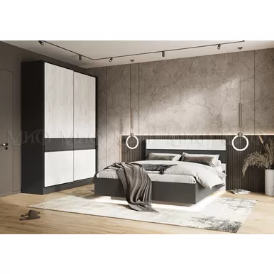 Спальный гарнитур Роджина - Графит / Дуб Крафт белый (МИФ)