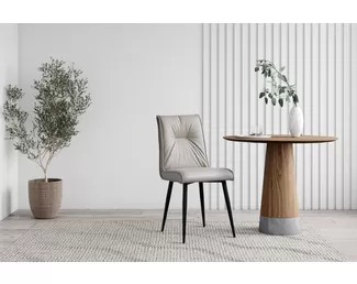 Стул Сенатор (2 шт.) - Кожа Бежевая/Черный (ДСВ Мебель)