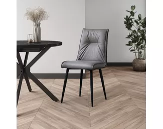 Стул Сенатор (2 шт.) - Кожа Серая/Черный (ДСВ Мебель)