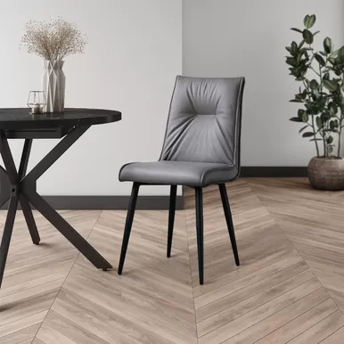 Стул Сенатор (2 шт.) - Кожа Серая/Черный (ДСВ Мебель)