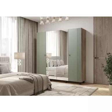 Шкаф 4-х створчатый Олива ШК-13 - Дуб Каньон/Эвкалипт Софт MF12 (BTS)